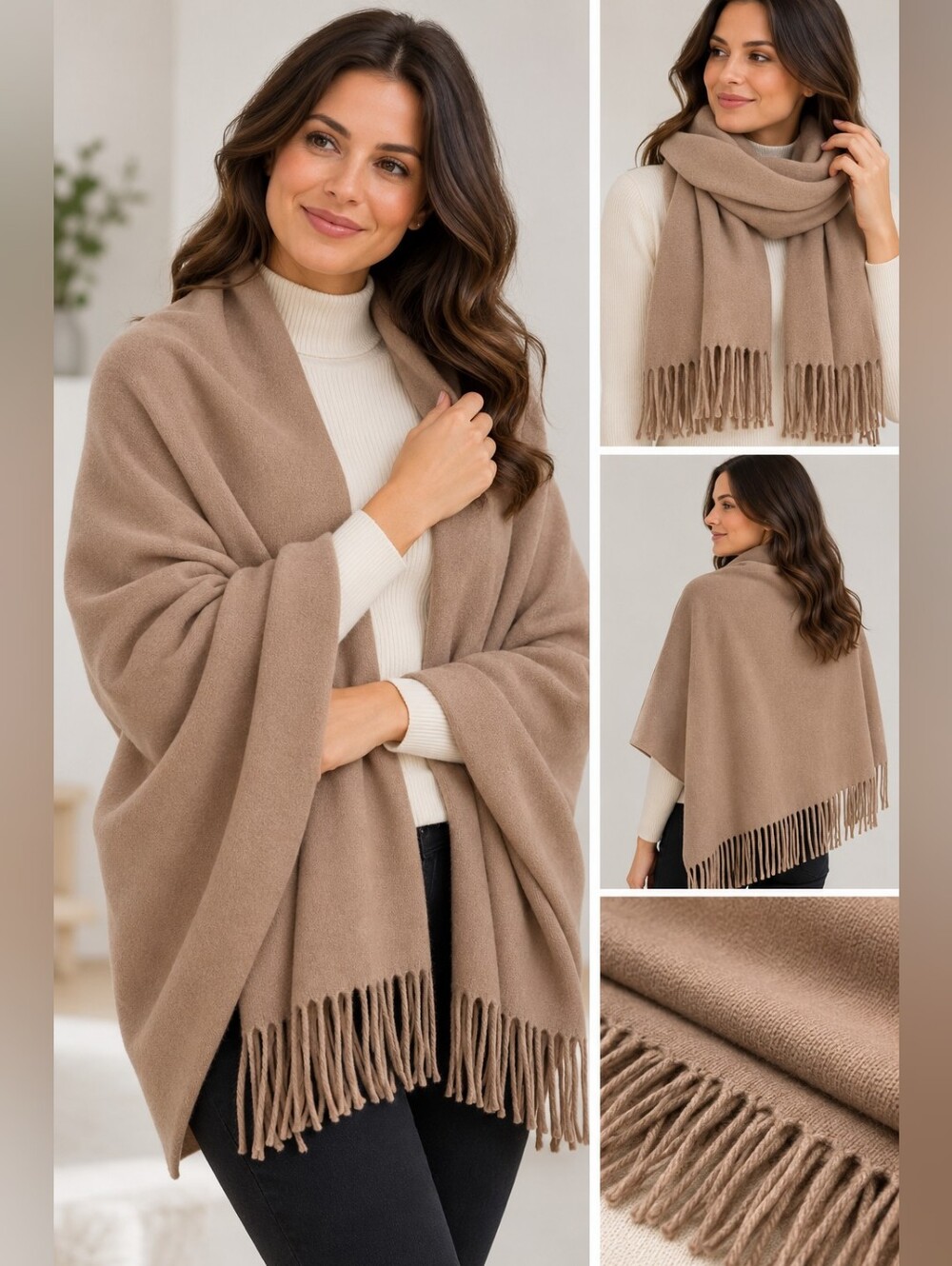 Foresters Master Collection Cashmere Blend Shawl – Camel Brown – New